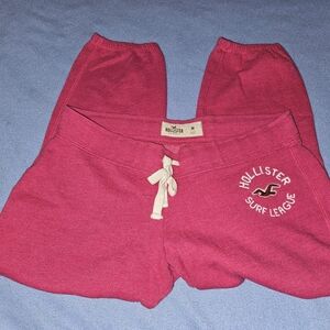 Hollister Girls Hot Pink Drawstring Sweatpants with Surf Logo